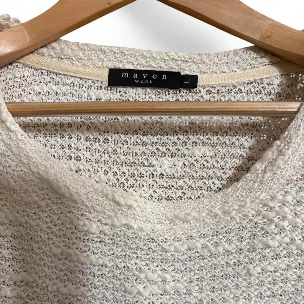 Maven West Cream Fringe Detail Drop Shoulder Sweater